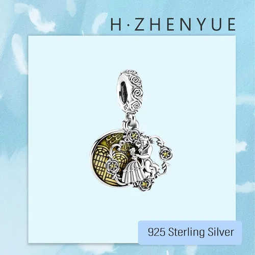 Vista 100 de Dijes de plata de ley 925 de dibujos animados de pato, ratón, oso, elefante, dragón chino, cuentas colgantes para pulseras y collares, joyería