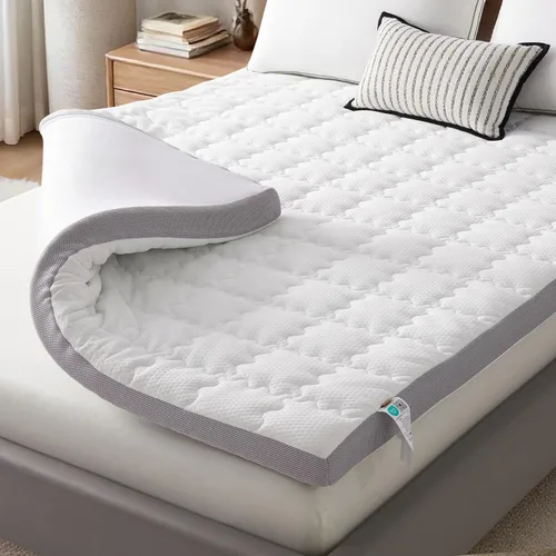 Vista 10 de SAPHREAS Cubrecolchón de espuma viscoelástica, tamaño individual, espuma viscoelástica de gel refrescante de 3 pulgadas y funda de colchón suave