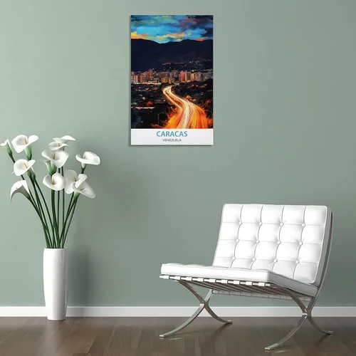 Vista 5 de Caracas Venezuela - Póster de viaje vintage de 08 x 12 pulgadas (7.9 x 11.8 in), pintura en lienzo, arte de pared, póster para sala de estar