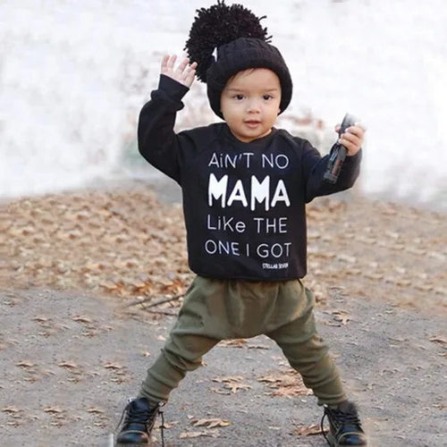 Vista 7 de Conjunto de ropa para bebés y niños pequeños con letras impresas, pantalones, leggings
