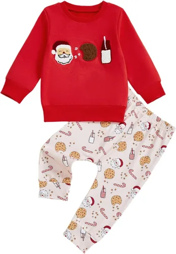 Vista 23 de Conjunto de Navidad para bebé niño con camisa divertida larga y pantalón conjunto de ropa de primera Navidad para niños de 6 a 12, 18, 24 meses 2T
