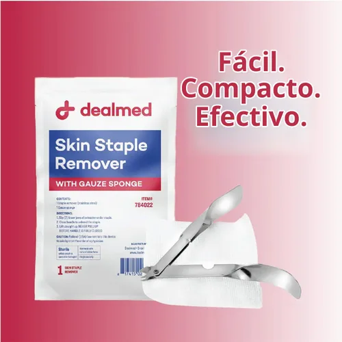 Vista 6 de Kit de remoción de grapas estéril Dealmed, incluye removedor de grapas y esponja de gasa, kit de herramienta de remoción de grapas de un solo uso