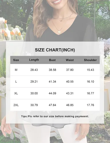 Vista 5 de Cestyle Blusas de malla con volantes para mujer, blusas holgadas con mangas 34
