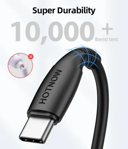 Vista 5 de Cable corto USB C a USB C de 0.5 pies, paquete de 3, cable de carga rápida
