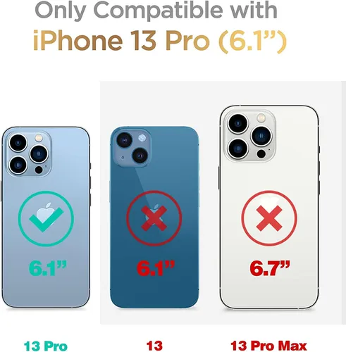 Vista 2 de Funda tipo cartera compatible con iPhone 13 Pro de 6.1 pulgadas, funda protectora delgada con tarjetero, piel sintética de alta calidad, ranuras