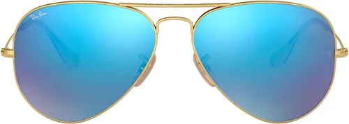 Vista 2 de Ray-Ban RB3025 - Gafas de sol grandes estilo aviador, color dorado mate con espejo azul (11217) 3025 11217 2.441 in auténticos, Lente espejo azul