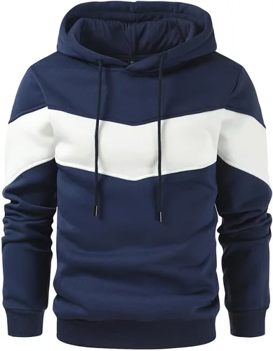 Vista 18 de Gesean - Sudadera con capucha para hombre, diseño de bloques de color, estilo suéter, manga larga, casual, con bolsillo