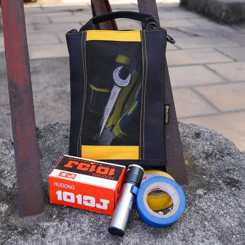 Vista 29 de Bolsa de herramientas de lona con cremallera MELOTOUGH, bolsa de herramientas con cierre, bolsa de malla resistente con ventana, ojales para colgar