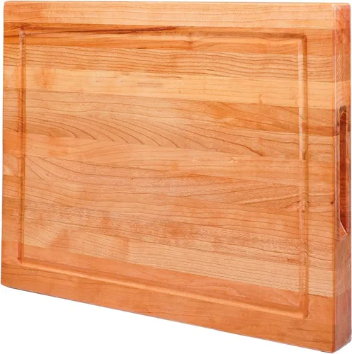 Vista 9 de Tabla de cortar de nogal para cocina, madera dura cultivada en EE.UU., 20 x 15 pulgadas, con asa interior invisible, preacabada con aceite de grado