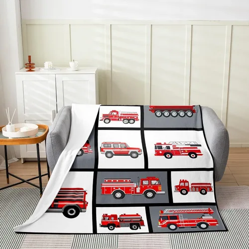 Vista 9 de Manta de franela de forro polar para automóvil de dibujos animados, para niños, para todas las estaciones, para sofá, equipo, camiones, manta