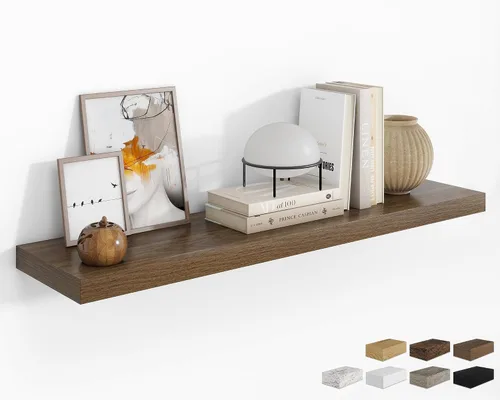 Vista 81 de RICHFOCUS Estantes flotantes de 8 pulgadas para estantes cuadrados de pared para dormitorio, cocina, baño, estante flotante de madera rústica