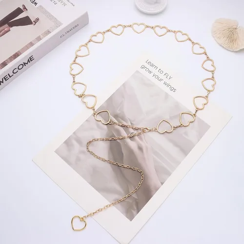 Vista 5 de Ovida Cinturón de cadena de metal para mujer, cinturón de cadena de estilo vaquero occidental, cinturón ajustable para suéteres, vestidos, jeans