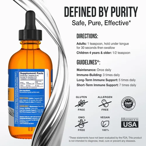 Vista 4 de Sovereign Silver Apoyo inmunológico para niños, plata coloidal, 4 fl oz (4.0 fl oz) Hidrosol de plata Bio-Activo, 10 ppm, absorción rápida, gotero