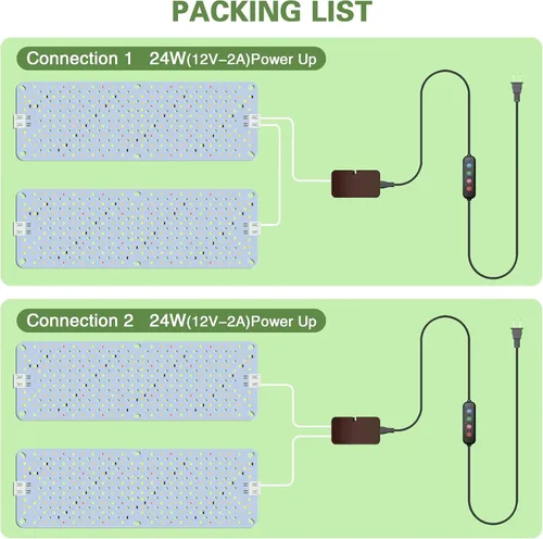 Vista 5 de Luces de Crecimiento de Panel Ultrafino de Espectro Completo de 24W, 384 LEDs Luz de Crecimiento de Plantas para Plantas de Interior con Función