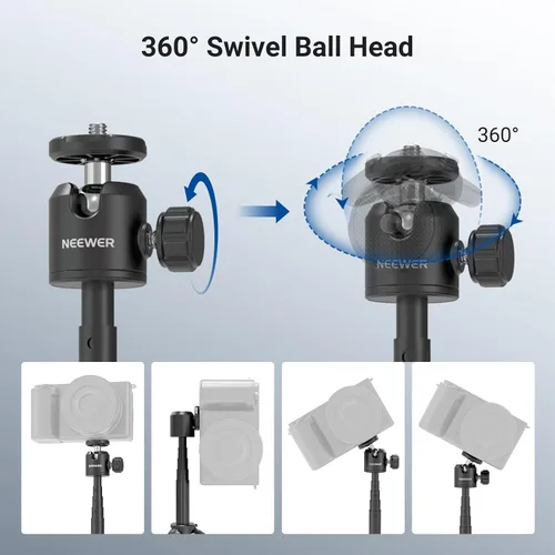 Vista 5 de NEEWER Basics - Trípode extensible para selfie, mango de metal portátil compatible con Canon G7X Mark III Sony ZV-1 RX100 VII A6400 A6600 Nikon