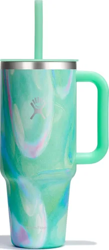 Vista 75 de Hydro Flask Vaso de Viaje con Asa, Tapa y Pajita - Acero Inoxidable Aislado en 24 Oz Aloe