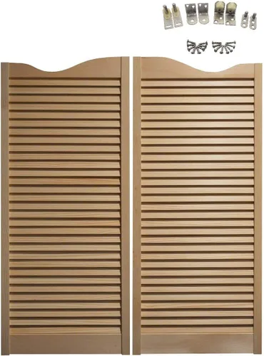 Vista 10 de Puertas batientes interiores prefabricadas, puertas batientes de madera de pino de 1-1/8 pulgadas de grosor, puertas de salón con bisagras, puerta