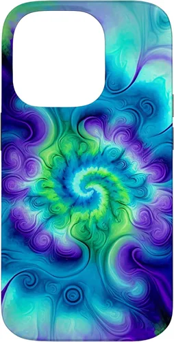 Vista 17 de Tie Dye Colorido Azul Cian Púrpura Verde Diseño Caso para iPhone 17