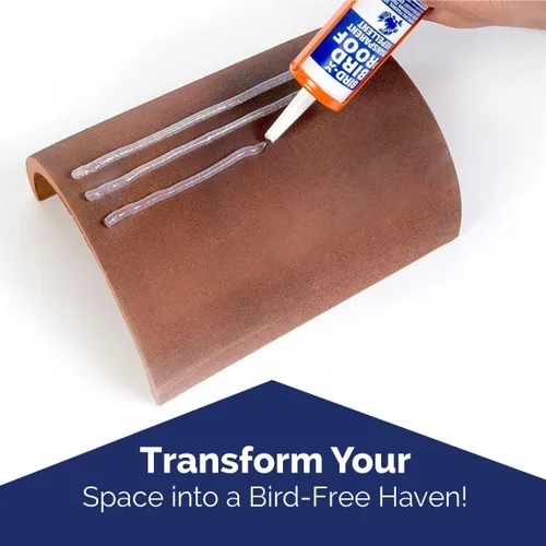 Vista 3 de Bird-X Gel repelente de aves, adhesivo y transparente, duradero y fácil de usar, cubre 10 pies lineales, 10 fl. oz., paquete de 1