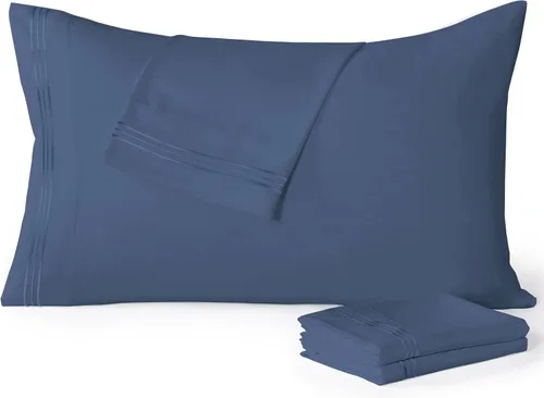 Vista 19 de [Usado] YIYEA Juego de 4 fundas de almohada tamaño Queen, ultra suaves 1800TC calidad hotelera, fundas de almohada bordadas de microfibra de doble