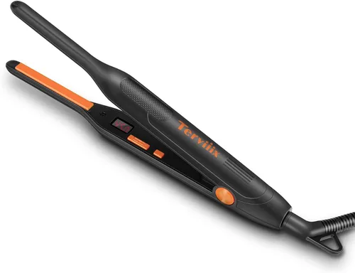 Vista 9 de Terviiix Plancha plana de lápiz para cantos y cabello corto, alisador de pelo pequeño de 3/10 pulgadas para hombres, mini plancha plana de cerámica