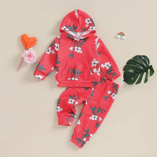 Vista 2 de Karwuiio Conjunto de 2 piezas para bebé recién nacido, sudadera con capucha y pantalones, ropa de otoño e invierno