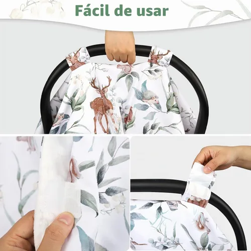 Vista 4 de TANOFAR Funda para Asiento de Coche para Bebé, Toldo para Asiento de Coche con Apertura Peekaboo para Bebés, Toldo Suave y Transpirable para Hoja