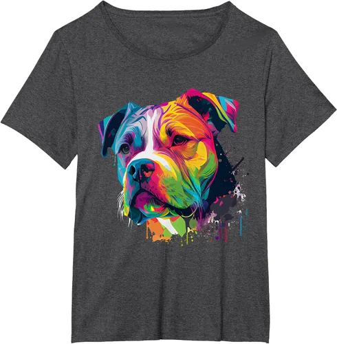 Vista 8 de Colorful American Bulldog American Bully Men Women T-Shirt Asphalt Grey