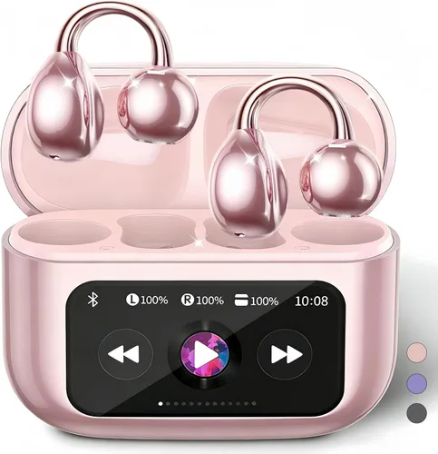Vista 10 de M100 - Auriculares con clip con funda para pantalla táctil, auriculares inalámbricos de oreja abierta para gafas de orejas pequeñas, batería de 50