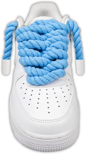 Vista 2 de Endoto Cordones de cuerda para Air Force 1, agujetas gruesas y voluminosas para zapatos deportivos AF Azul bebé