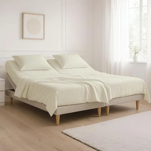 Vista 28 de NON Sticky cotton Juego de sábanas de 4 piezas para cama ajustable con números de sueño, 100% algodón egipcio, cabezal flexible de 34 pulgadas, se