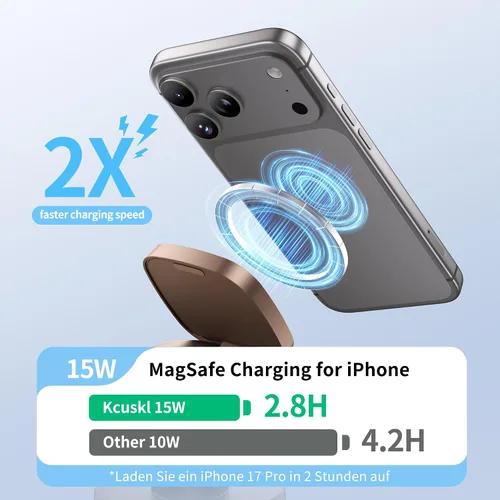 Vista 3 de Estación de carga inalámbrica magnética 4 en 1, carga rápida de 15 W con luz nocturna para soporte de cargador MagSafe, cargador inalámbrico 3 en 1