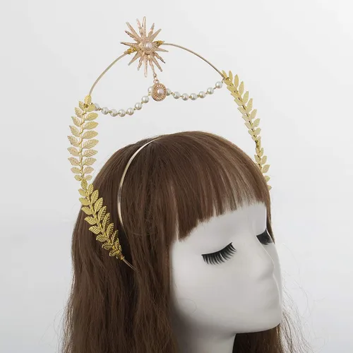 Vista 7 de BLESSUME - Diadema de diosa, corona con halo de María, disfraz de Halloween para mujer, tocado de diosa