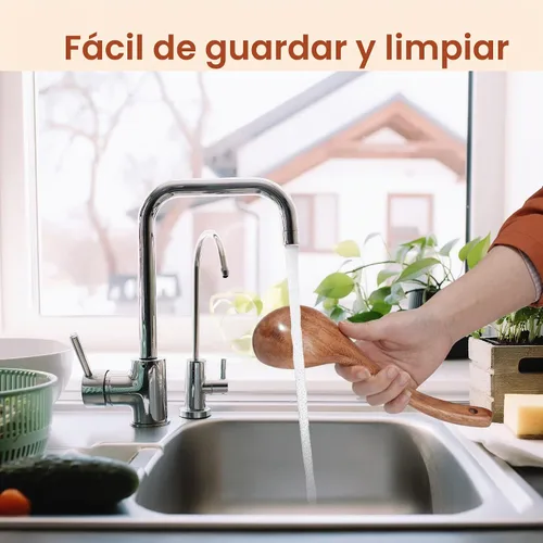 Vista 5 de EORTA Juego de 2 cucharas de madera para cocinar, 2 tamaños, cucharón profundo, salsas de madera natural, gachas de avena, cubiertos de sopa