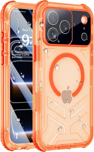 Vista 42 de Funda impermeable para iPhone 15 con Magsafe, protector de pantalla, cordón, IP68 militar de cuerpo completo a prueba de golpes, para deportes