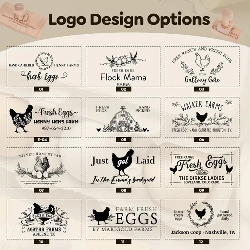 Vista 5 de Terwex Sellos de Cartón de Huevos Personalizados, Sello de Cartón de Huevos Personalizado, Sello de Goma para Cartones de Huevos Frescos de Granja