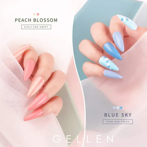Vista 2 de Gellen Juego de 6 esmaltes de uñas de gel UV LED, colección de colores variados, 8 ml, cada uno 6 unidades - Verano Azul Blanco