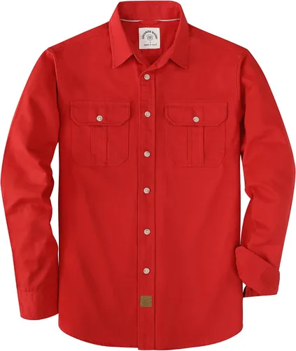 Vista 7 de Dubinik® Camisa de manga larga con botones para hombre, estilo casual, de trabajo, con dos bolsillos, de algodón, ajuste regular, vintage