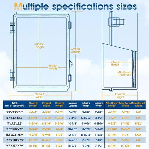 Vista 5 de Caja de conexiones de plástico ABS impermeable para proyectos al aire libre, IP67, resistente a la intemperie, a prueba de polvo con cubierta