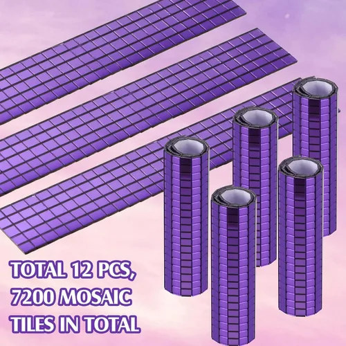 Vista 4 de 7200 azulejos autoadhesivos de espejo de discoteca, 0.197 x 0.197 in, azulejos de mosaico para manualidades, proyectos de bola de discoteca, Morado
