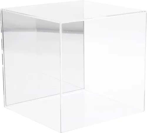 Vista 6 de Plymor Vitrina de acrílico transparente con base negra, 8" x 8" x 8