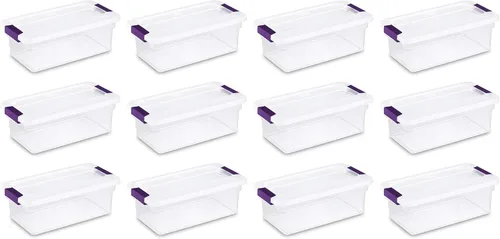 Vista 2 de Sterilite Caja de almacenamiento con cierre de 6 cuartos de galón ClearView, contenedor apilable de plástico con tapa de cierre, contenedor