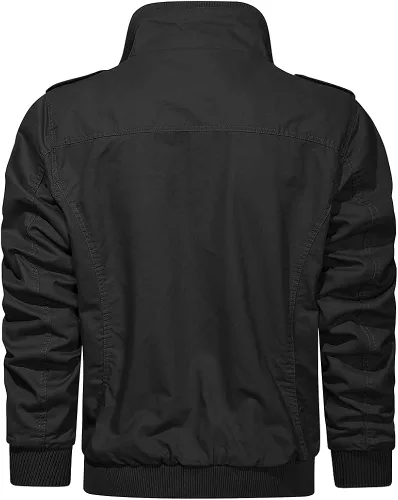 Vista 2 de HJWWIN Chaqueta militar de algodón para hombre, chaqueta tipo bomber con múltiples bolsillos