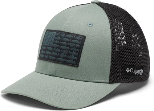 Vista 6 de Columbia Gorra unisex de malla con bandera de pez PFG para adultos, corona baja