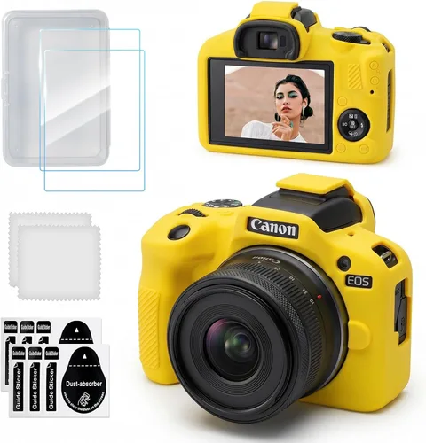 Vista 10 de Funda para cámara Canon EOS R100, funda protectora de silicona suave con protector de pantalla Accesorios para Canon R100, antiarañazos, goma ligera