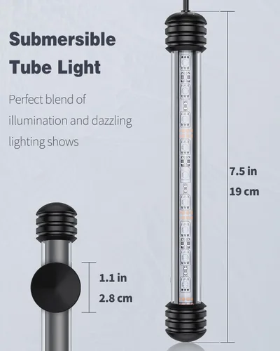 Vista 4 de Pawfly Luz LED para Acuario de 1.8 W, Luz Submersible de 7.5 Pulgadas Bajo el Agua para Tanque de Peces con Temporizador de Encendido/Apagado