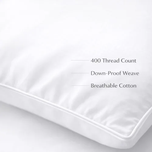 Vista 6 de Continental Bedding Almohada de plumón de ganso siberiano 800 relleno de plumón de ganso blanco, 400 hilos, 100% algodón, suave, media firme