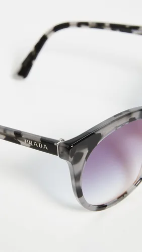 Vista 5 de Prada Gafas de sol redondas clásicas para mujer, color gris habana, talla única, gris, (Grey Havana)