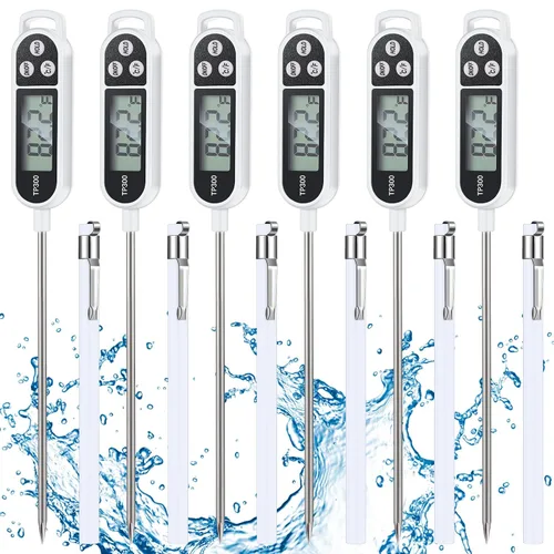 Vista 13 de Termómetro de alimentos impermeable Copkim con sonda larga, termómetro digital para carne, agua, líquido, vela y cocina de lectura instantánea