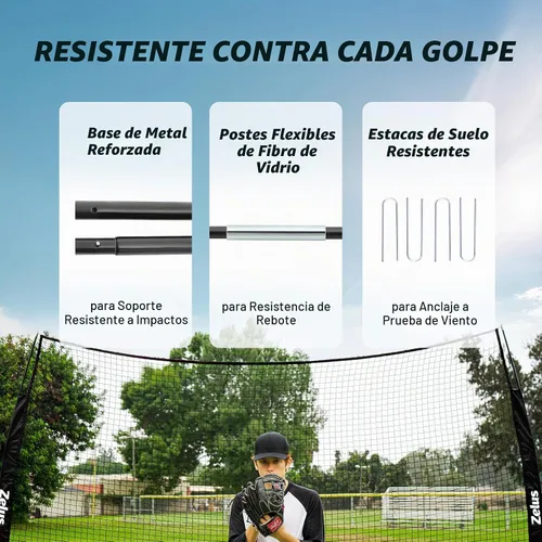Vista 3 de ZELUS Baseball Net, Backstop Net for Baseball, Softball, Lacrosse, Soccer Negro
